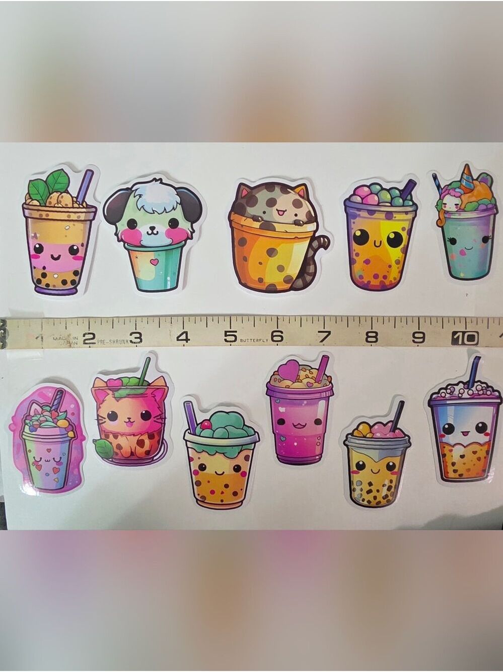 Lot Of 11 Kawaii Bubble Tea Stickers - Colorful Cute Characters